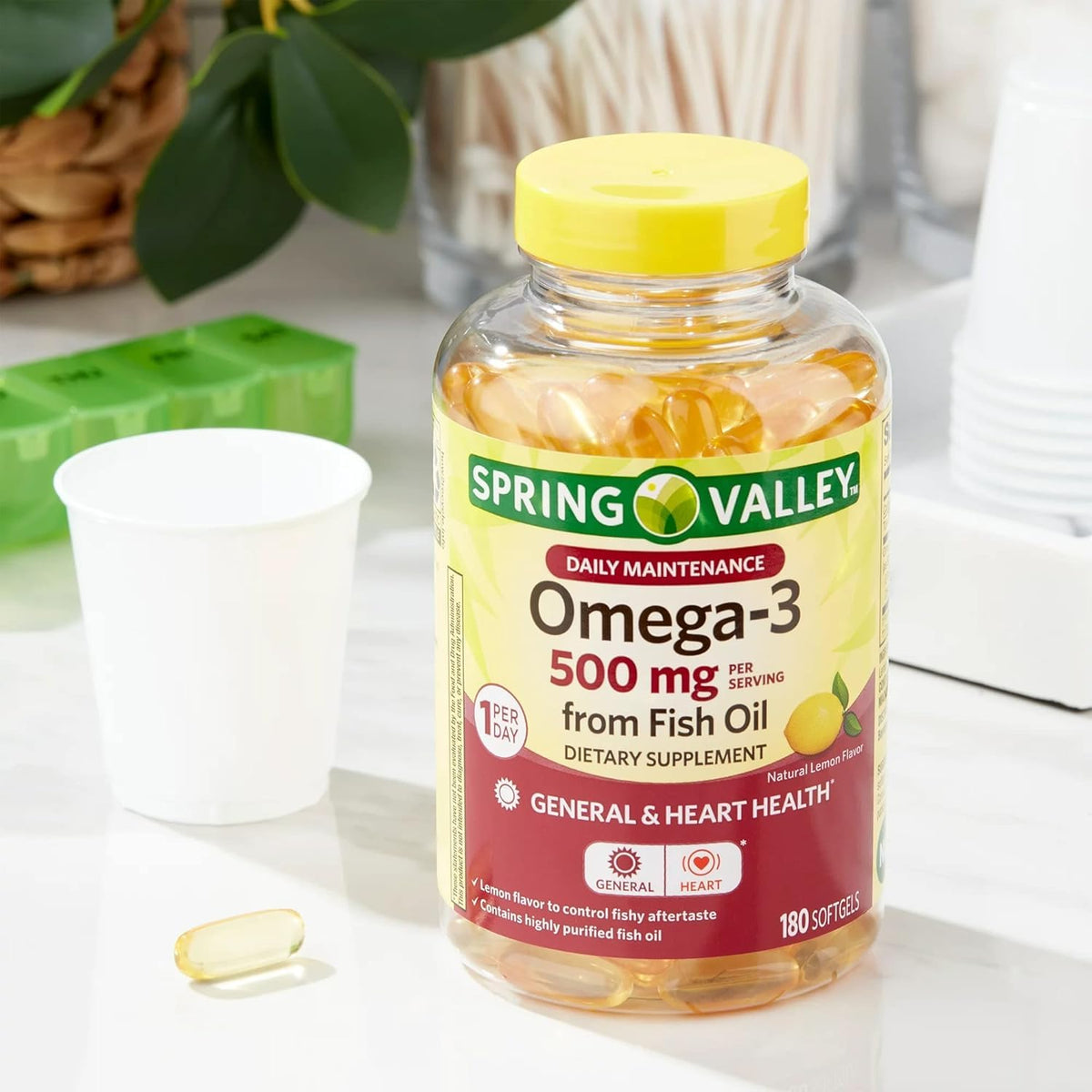 Omega-3 500 mg 180 Count Fish Oil Dietary Supplements T367843