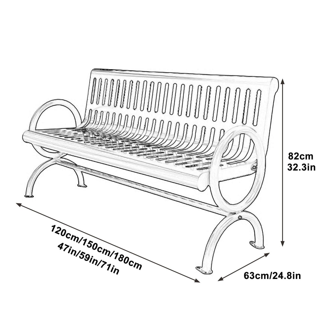 Metal Garden Bench with Backrest and Armrests F92679