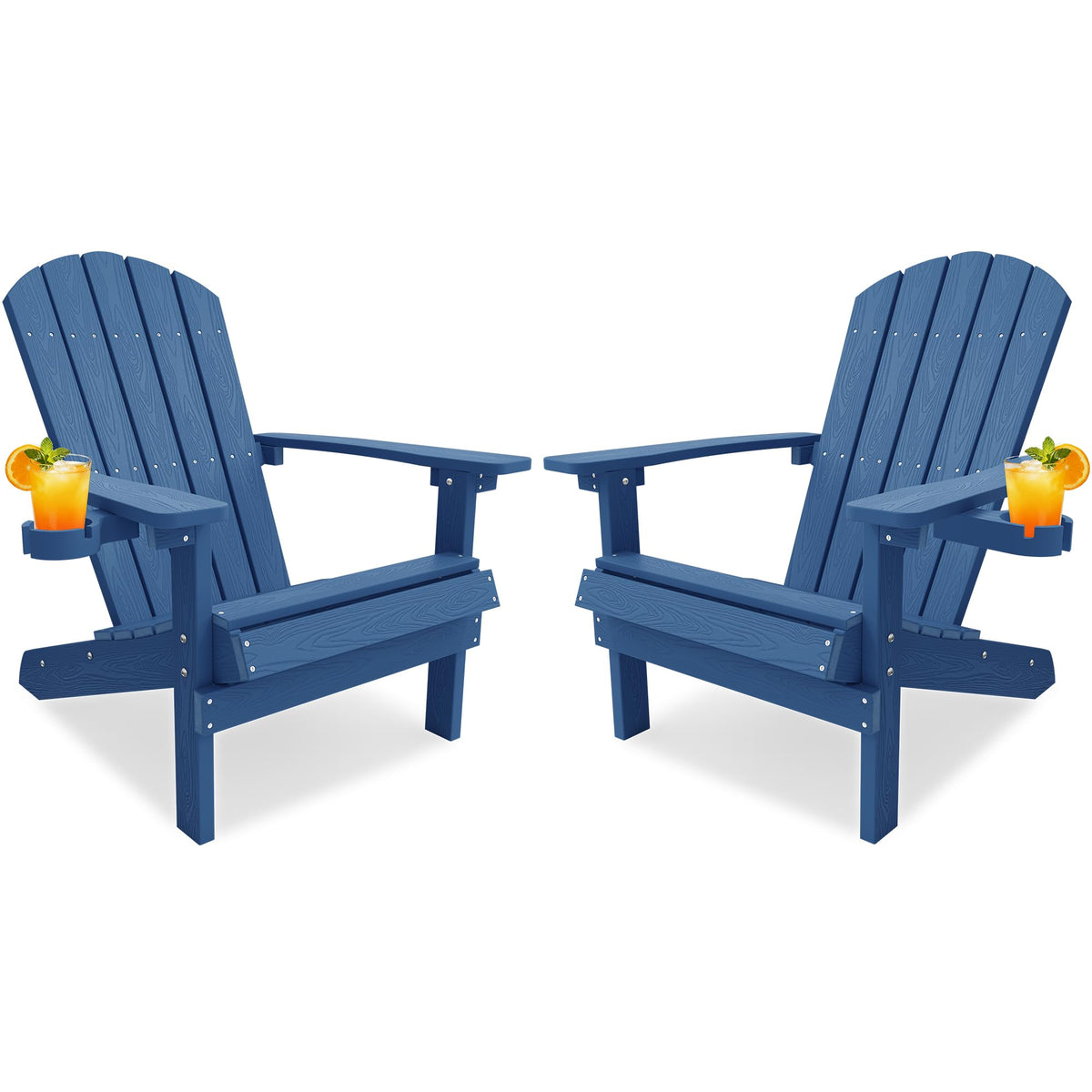 Adirondack Chairs Set of 2 Plastic with Cup Holders A891185