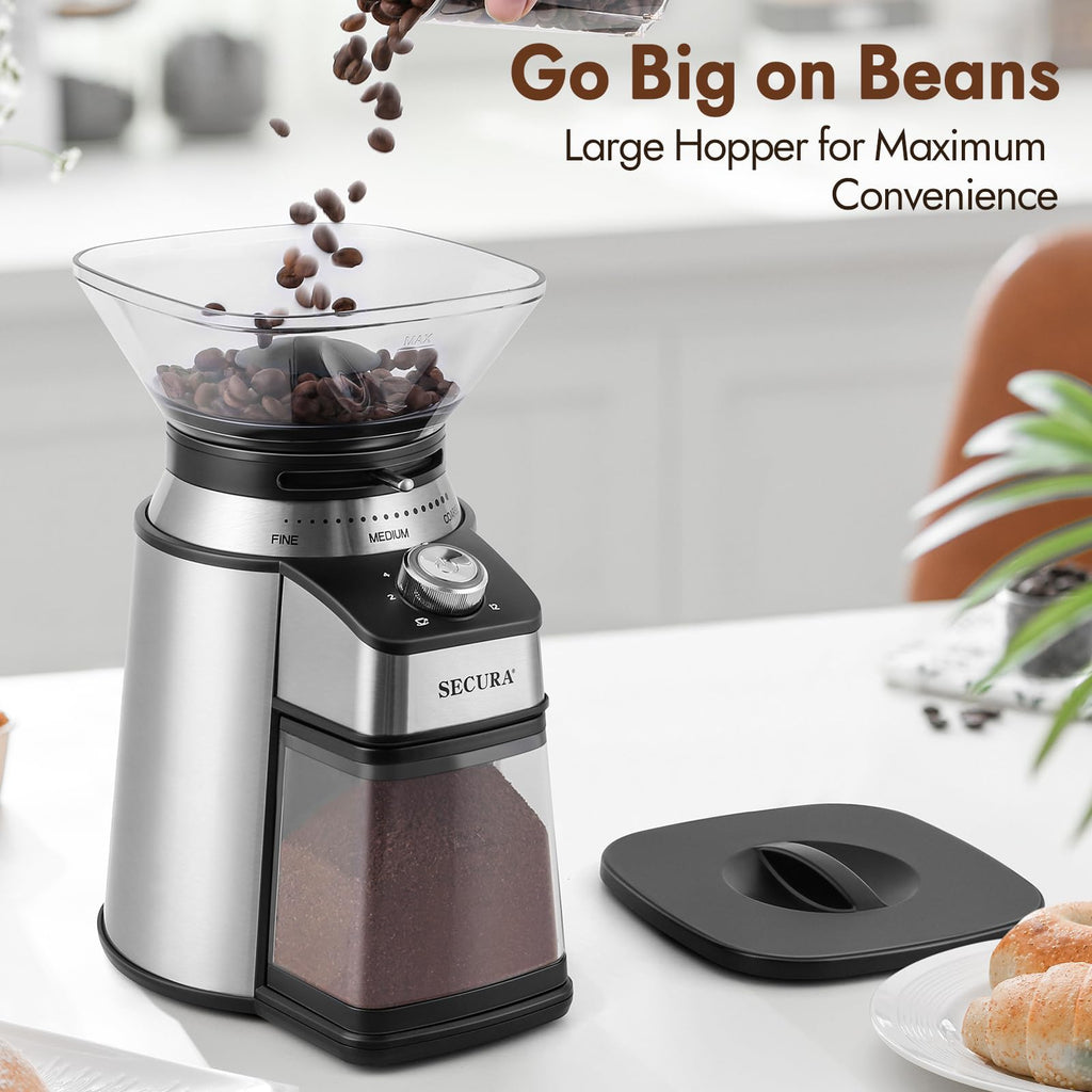 Electric Conical Burr Coffee Grinder with 17 Grind Settings, Black J654