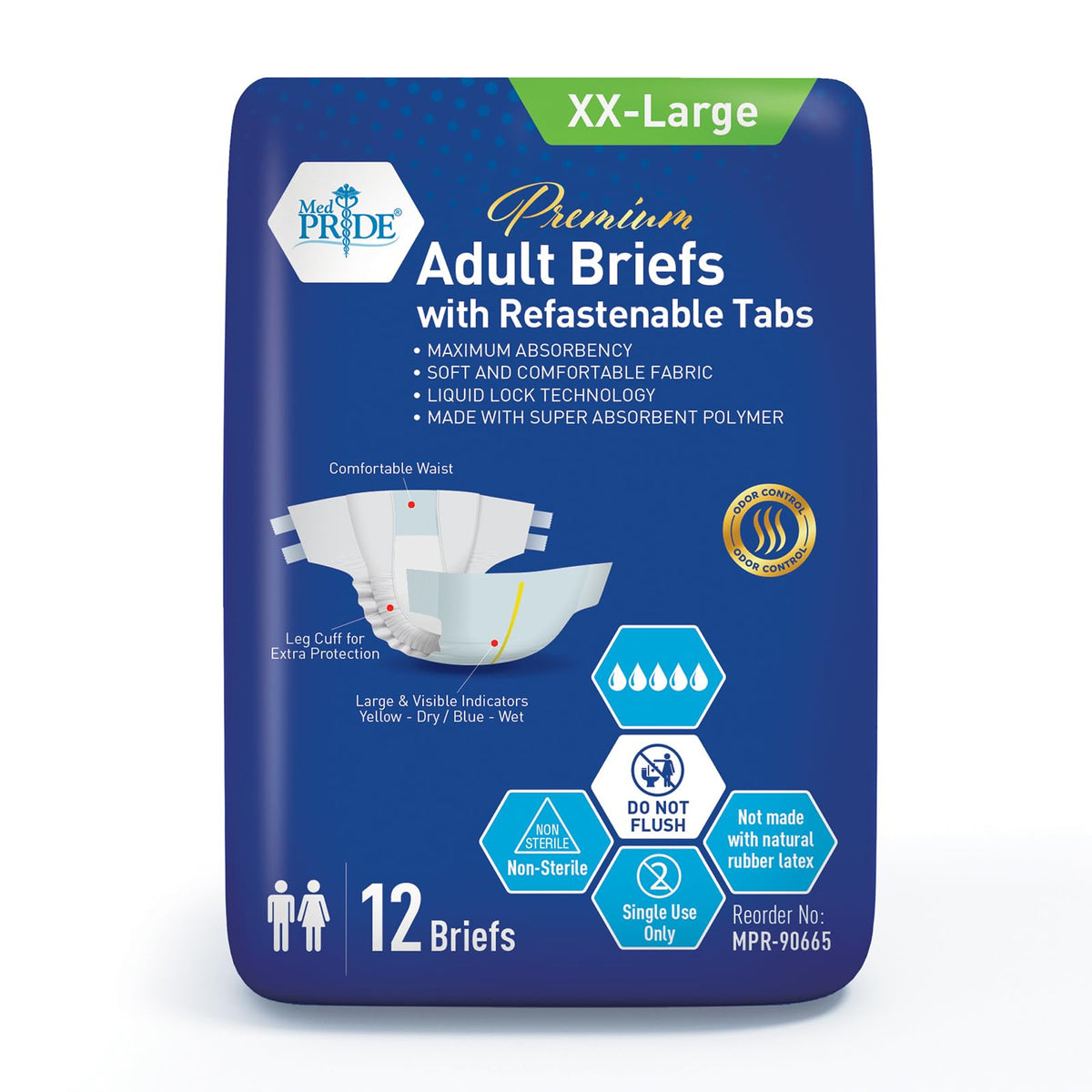 Adult Incontinence Briefs with Tabs, XX-Large, Bag of 12 B19329