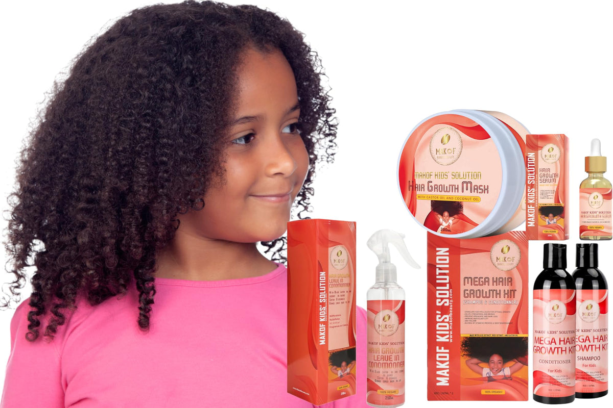 Kid’s Shampoo & Conditioner Set with Black Castor Oil, Argan Oil, Hair Mask Treatment and Leave-in Conditioner E43768