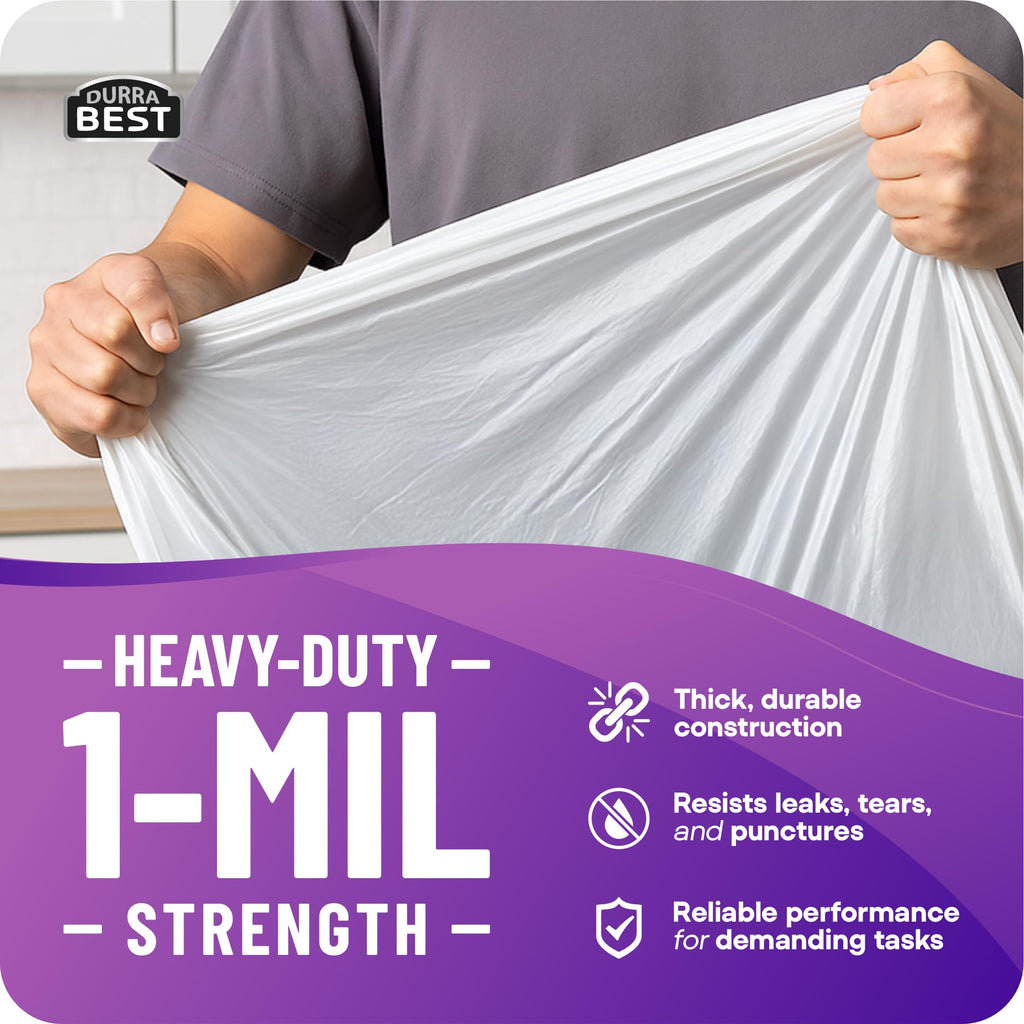 120 Count 18 Gallon White Heavy-Duty Drawstring Trash Bags S975