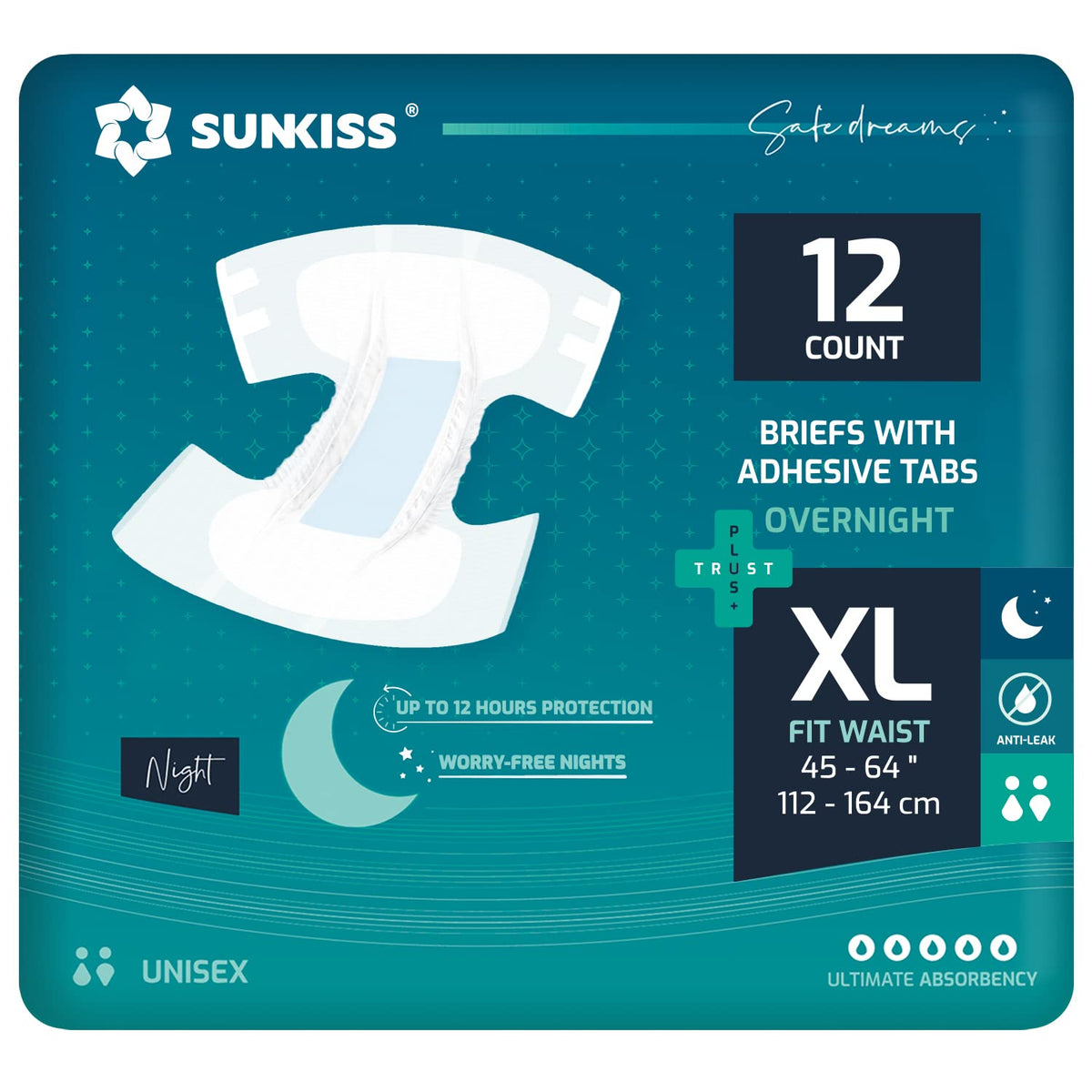 Adult Diapers XLarge 12 Count & Wet Wipes 200 Count Bundle F79649