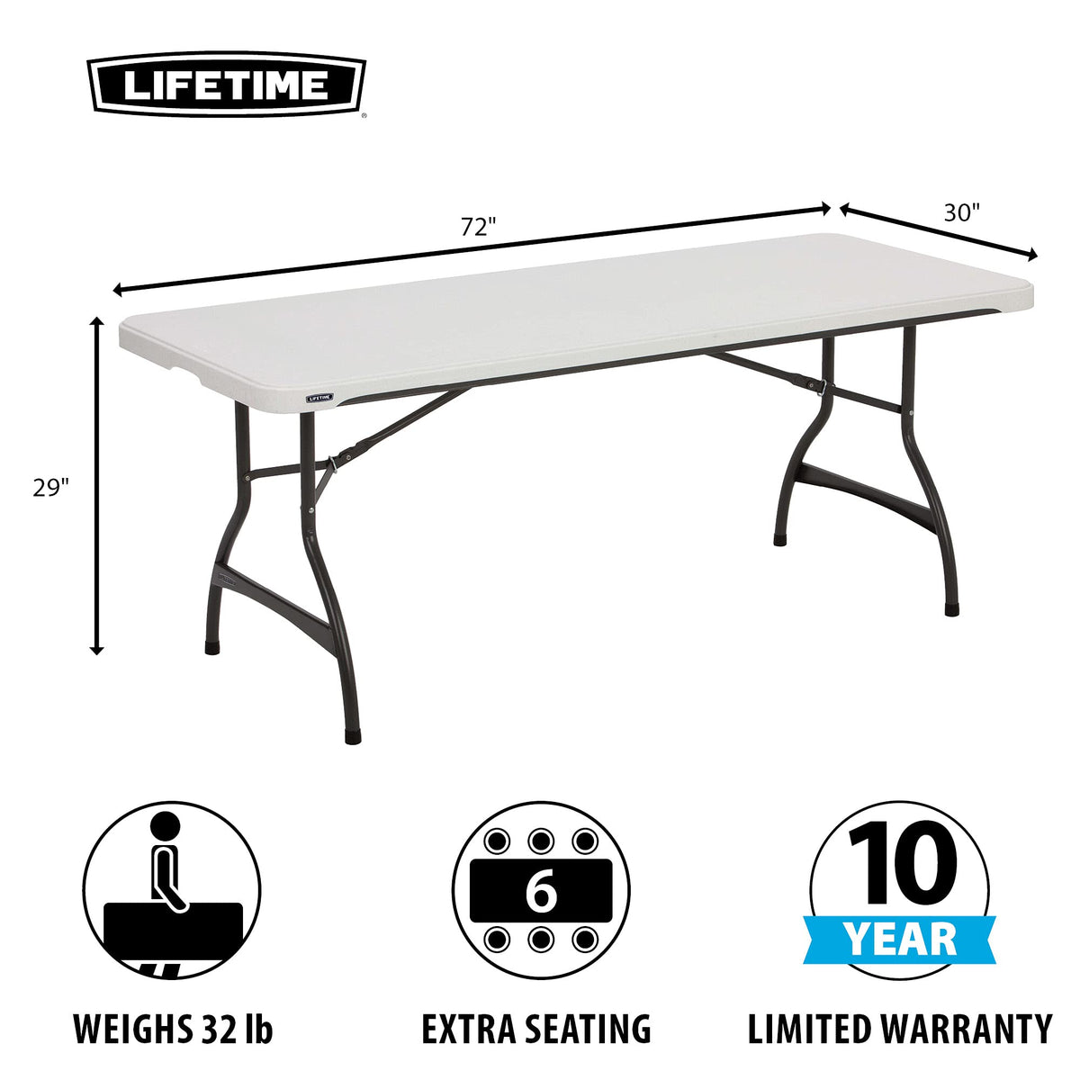 White Stackable Folding Table B1186