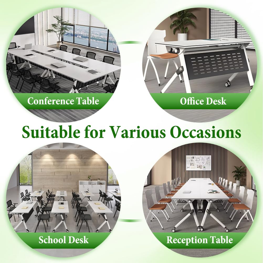 Folding Conference Table with Locking Wheels, 8 Pack, 63x24x30 Inch E801358