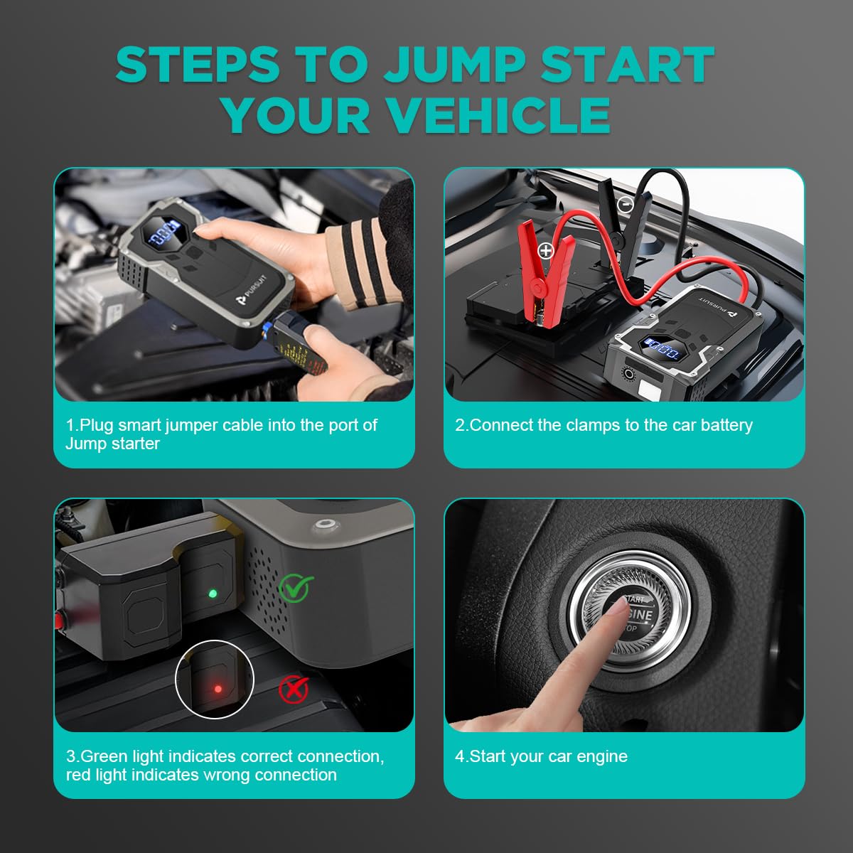 2000A Peak 150PSI Portable Jump Starter with Air Compressor Z443