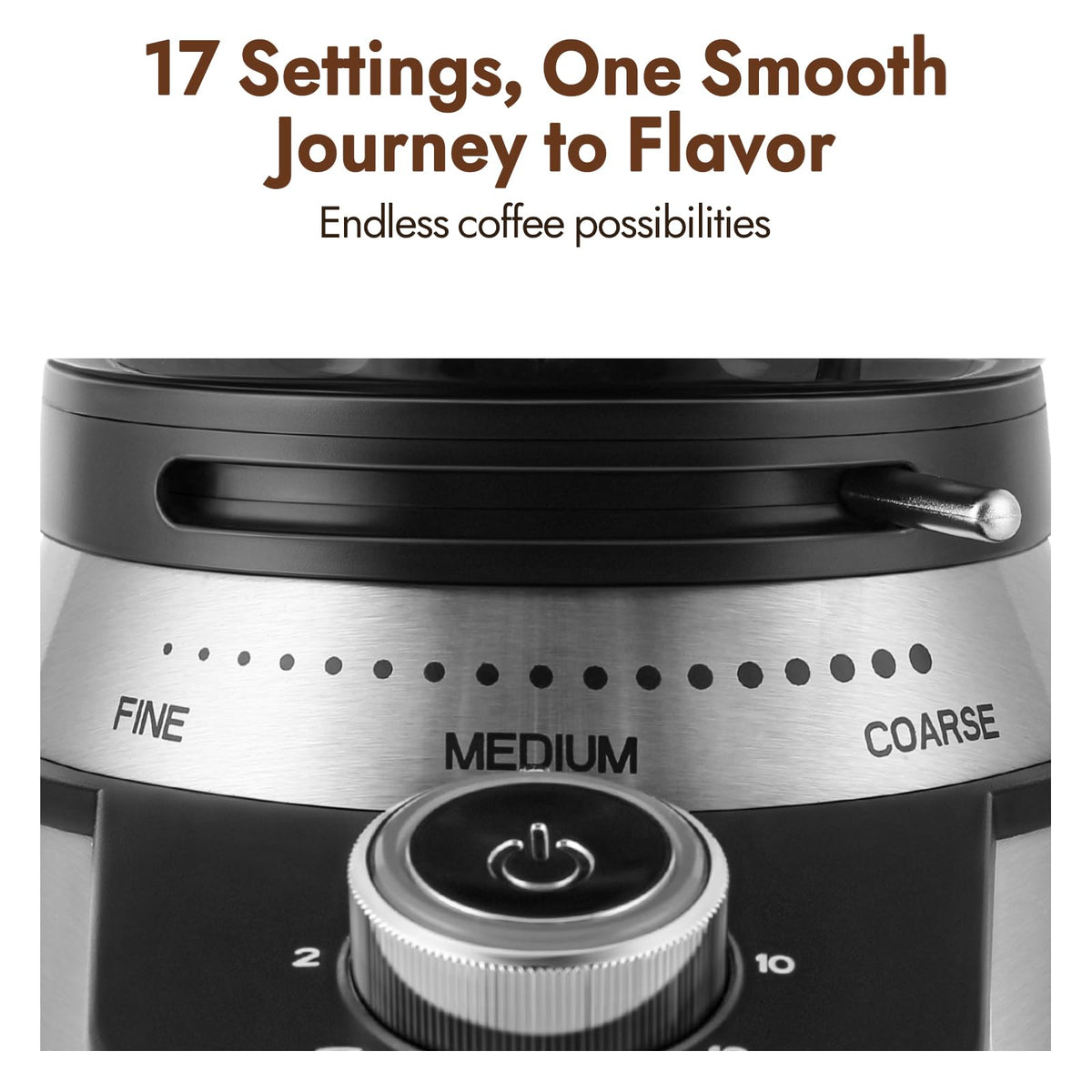 Electric Conical Burr Coffee Grinder with 17 Grind Settings, Black J654