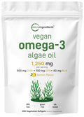 Vegan Omega 3 Algae Oil 240 Veggie Softgels DHA 500mg DPA 100mg Lemon Flavored V3584