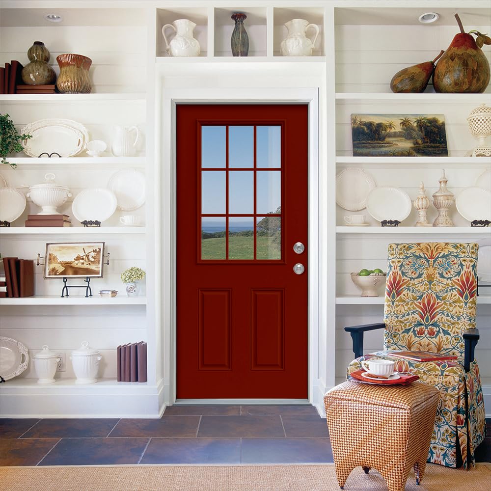 Primed Fiberglass 9 Lite Prehung Door 32" x 80" P985360