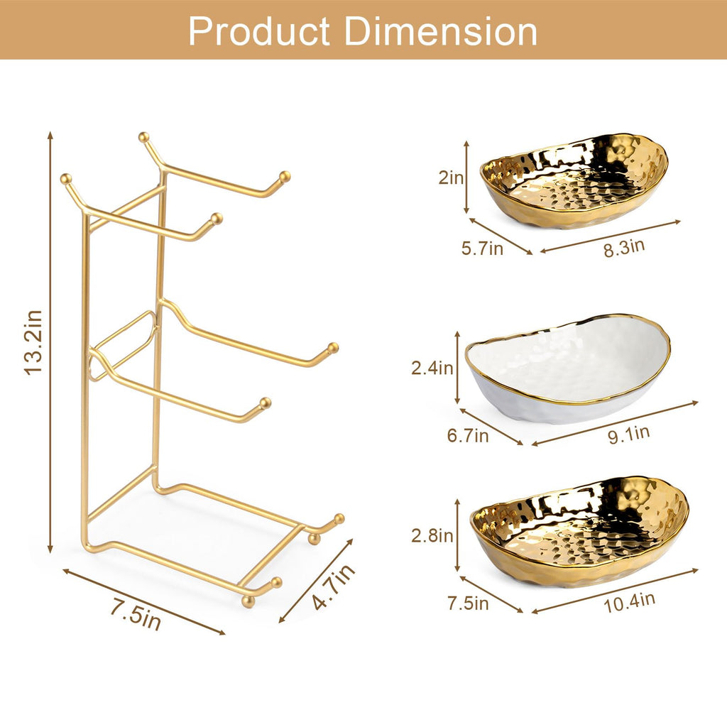 3 Tier Ceramic Fruit Basket with Metal Stand A51102