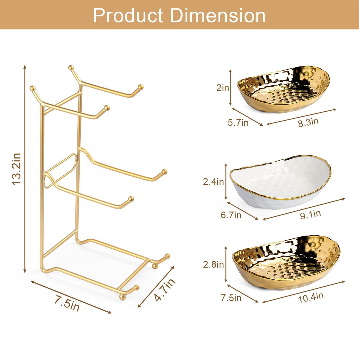 3 Tier Ceramic Fruit Basket with Metal Stand A51102