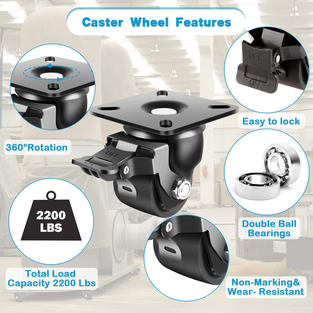 2-Inch Heavy Duty Casters Set of 4 with Brake X49172