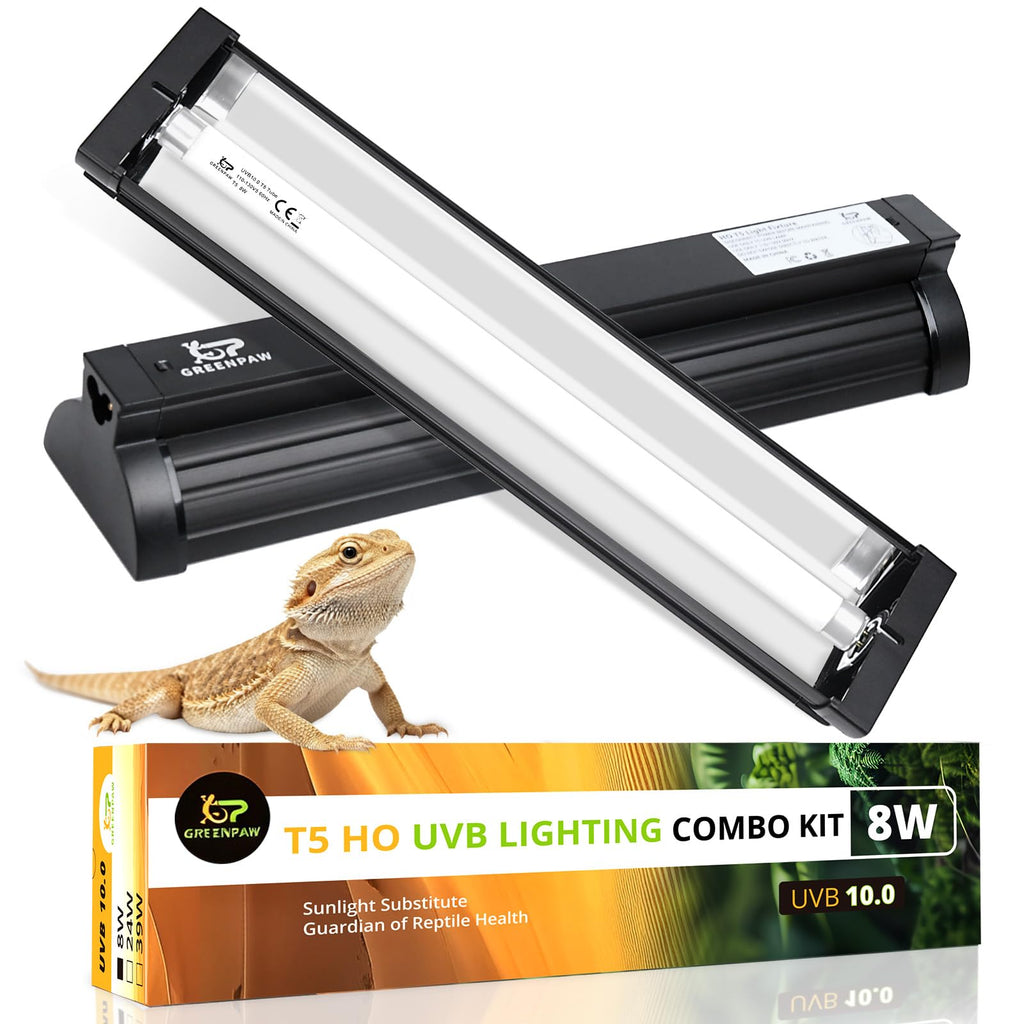 8W 10.0 UVB Reptile Light Fixture Combo Kit with Terrarium Hood H738271