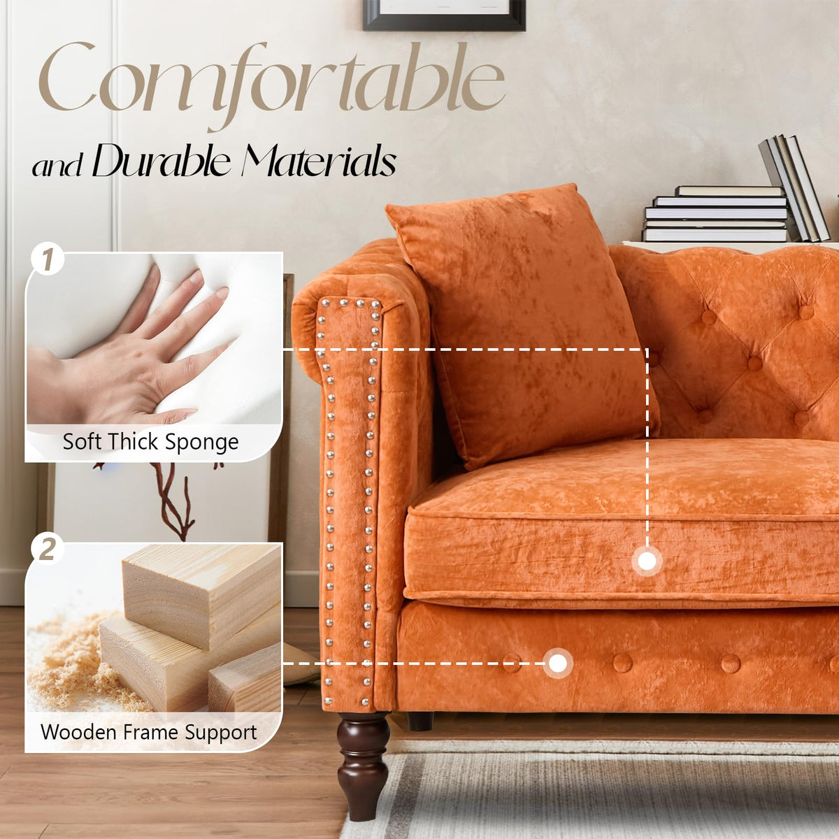 62" Velvet Sofa I800