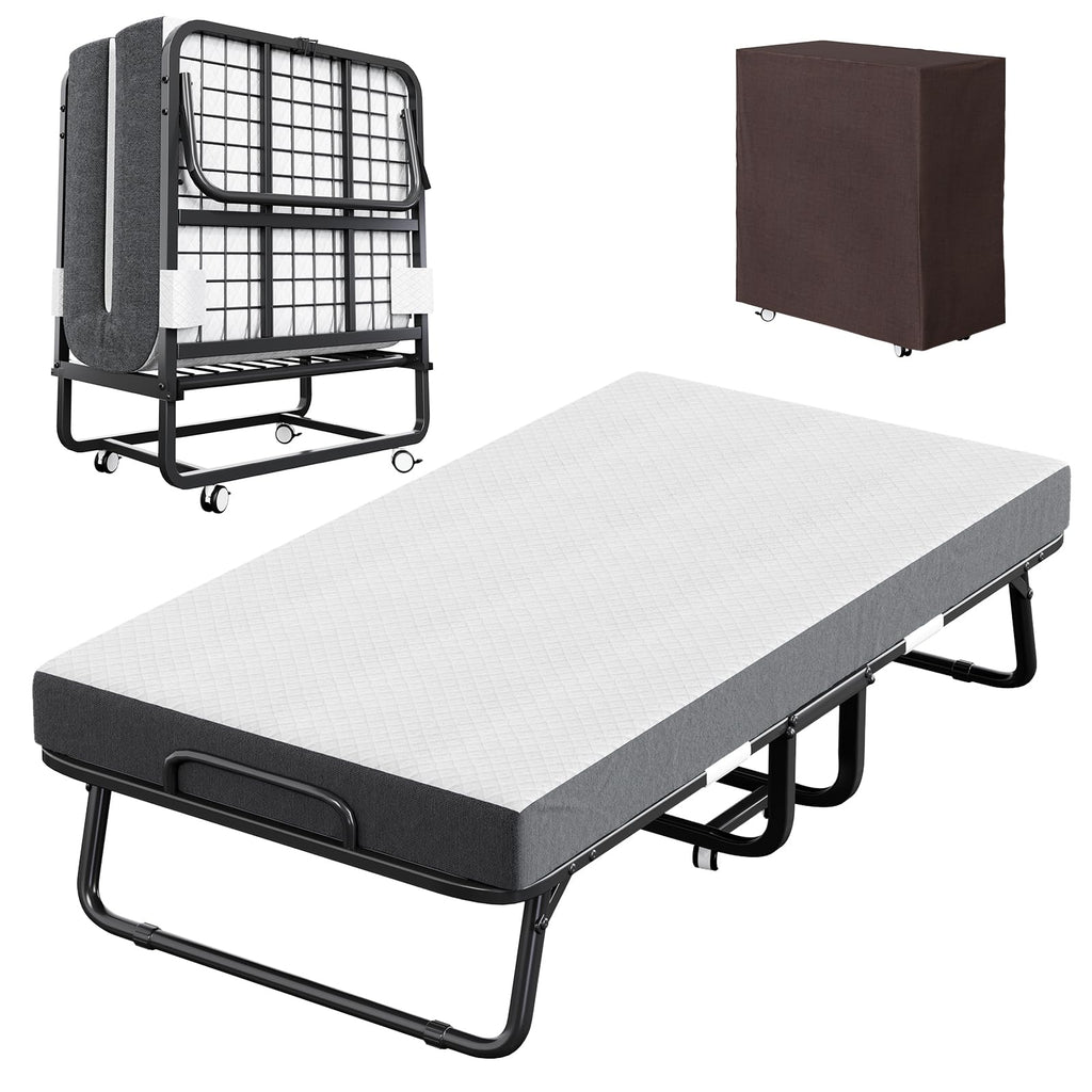 Folding Bed with Mattress and Storage Cover, Twin Size, 5-inch Memory Foam Mattress N359253