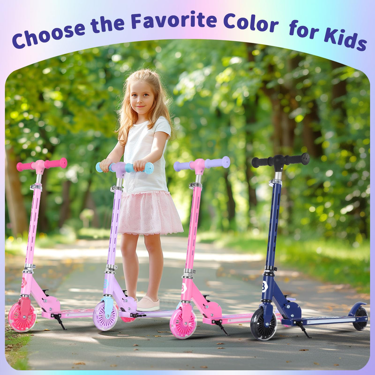 2 Wheel Folding Lightweight Kick Scooter with Light-Up Wheels S16259