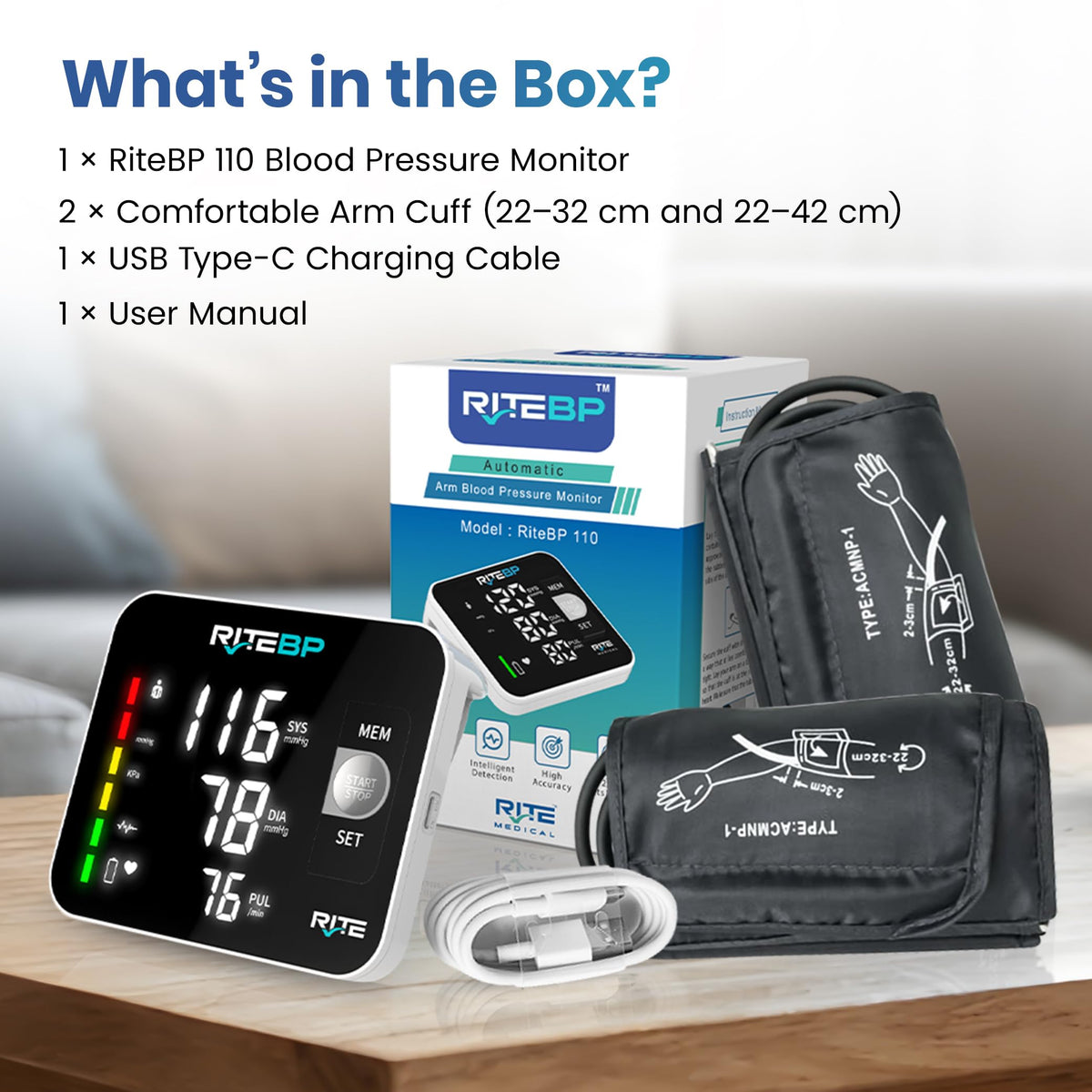 Digital Blood Pressure Monitor with 2 Large Arm Cuffs E13554
