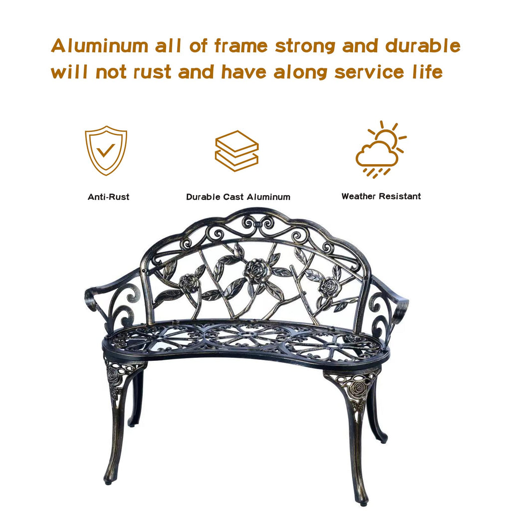 Metal Cast Aluminum Patio Garden Bench U263