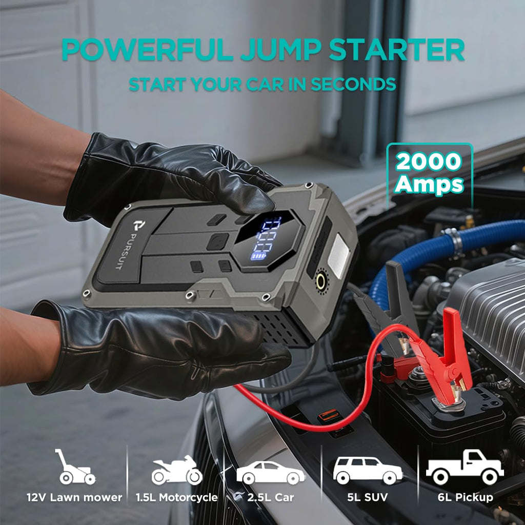 2000A Peak 150PSI Portable Jump Starter with Air Compressor Z443