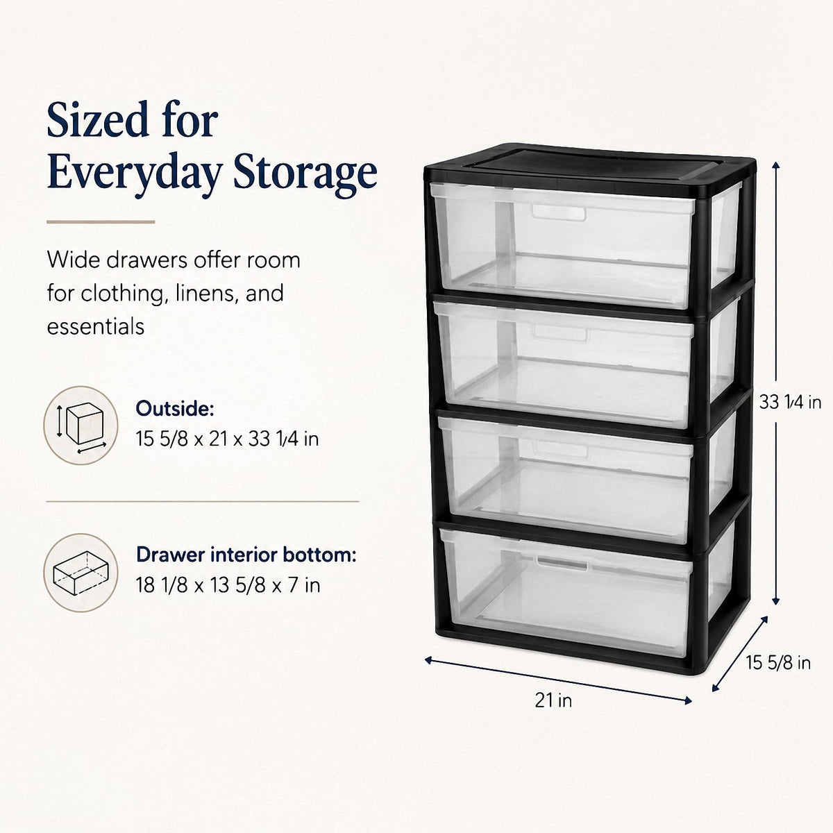 4 Drawer Black Plastic Storage Tower I13981