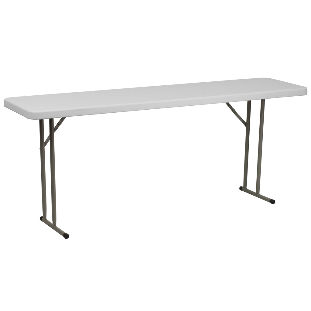 6-Foot Rectangle Granite White Plastic Folding Training Table A204