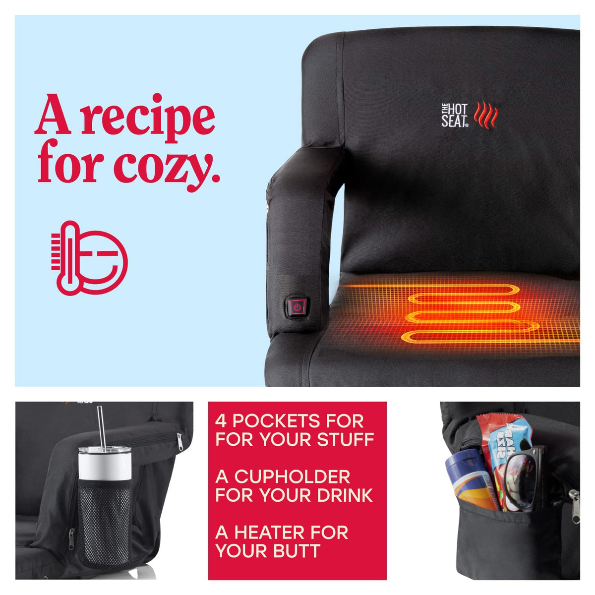 Portable Heated Stadium Seat for Bleachers A8144