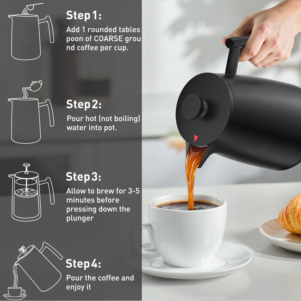 50oz Stainless Steel Insulated French Press Coffee Maker W55505