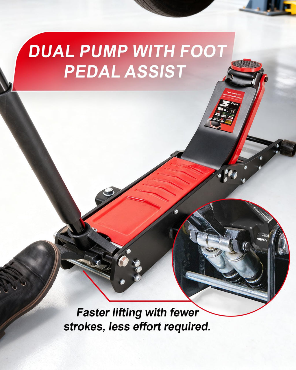 3 Ton Low Profile Floor Jack with Foot Pedal B235053