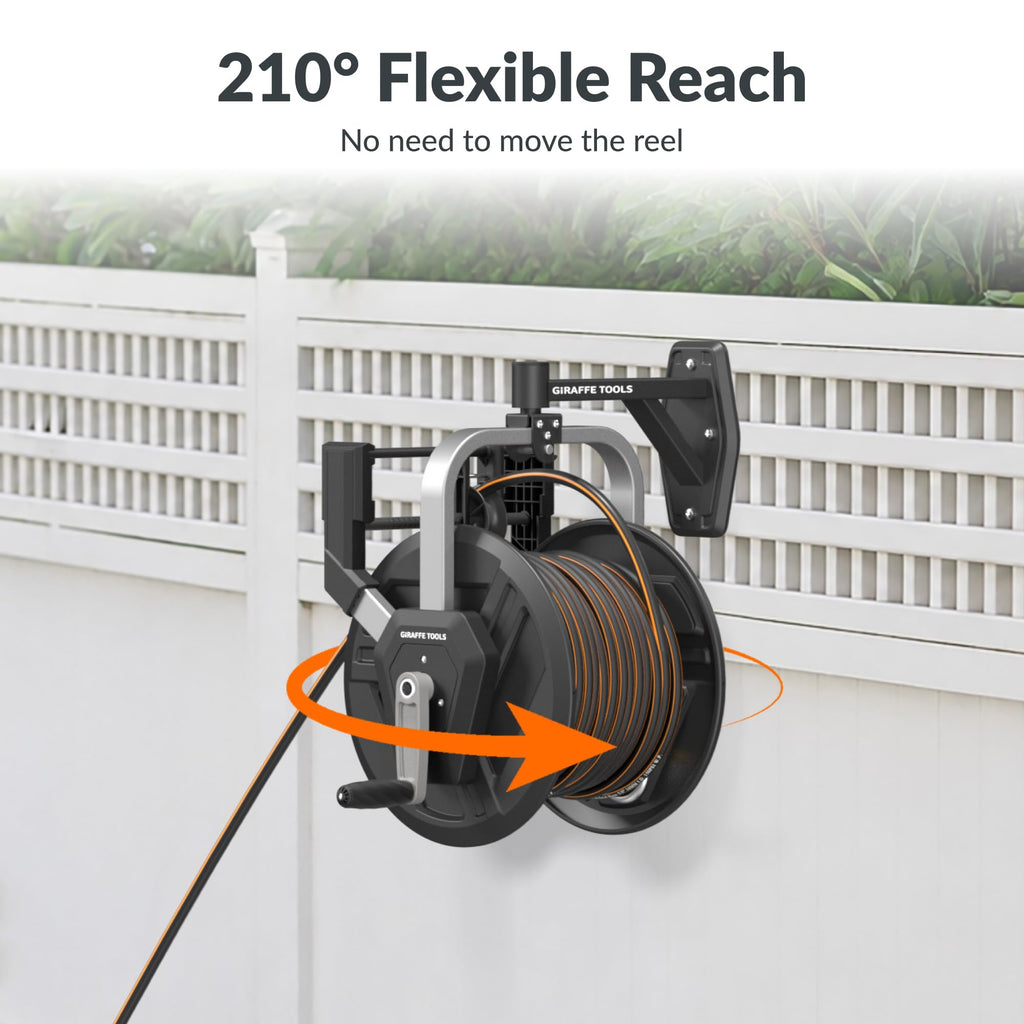Garden Hose Reel Wall Mount, 125FT 5/8" Hose Capacity, Heavy Duty with Crank G14056
