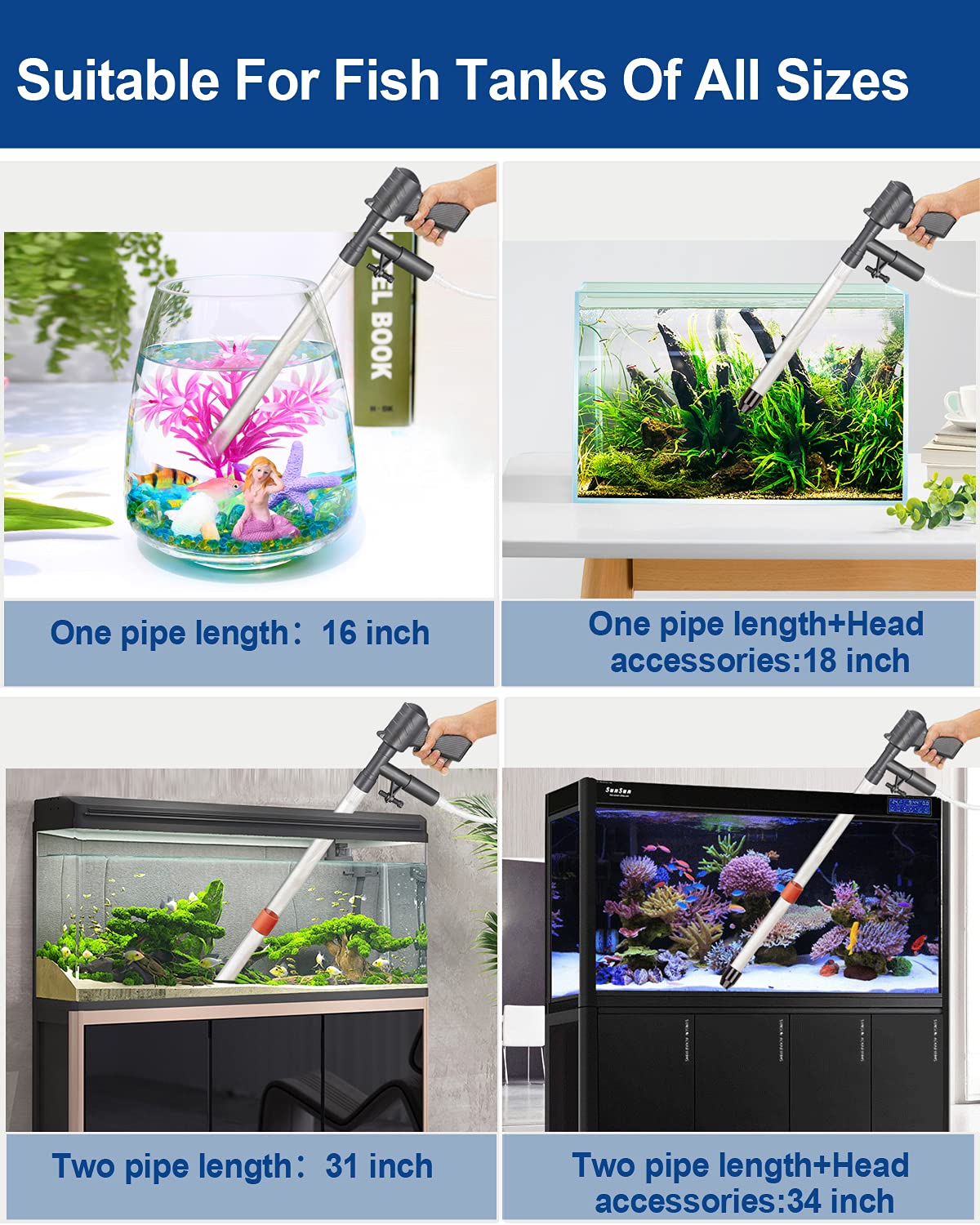 Aquarium Gravel Cleaner Vacuum Fish Tank Cleaner Kit B1246