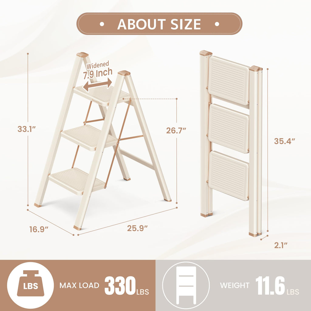 Foldable 3 Step Ladder with Anti-Slip Pedal C35579