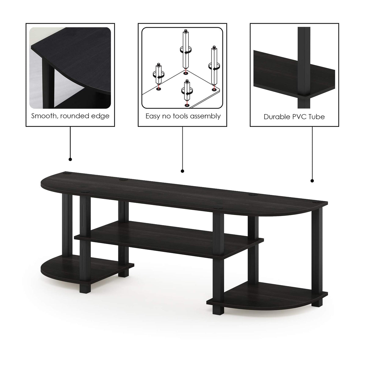 Black 3-Tier TV Stand for 55 Inch TV S328