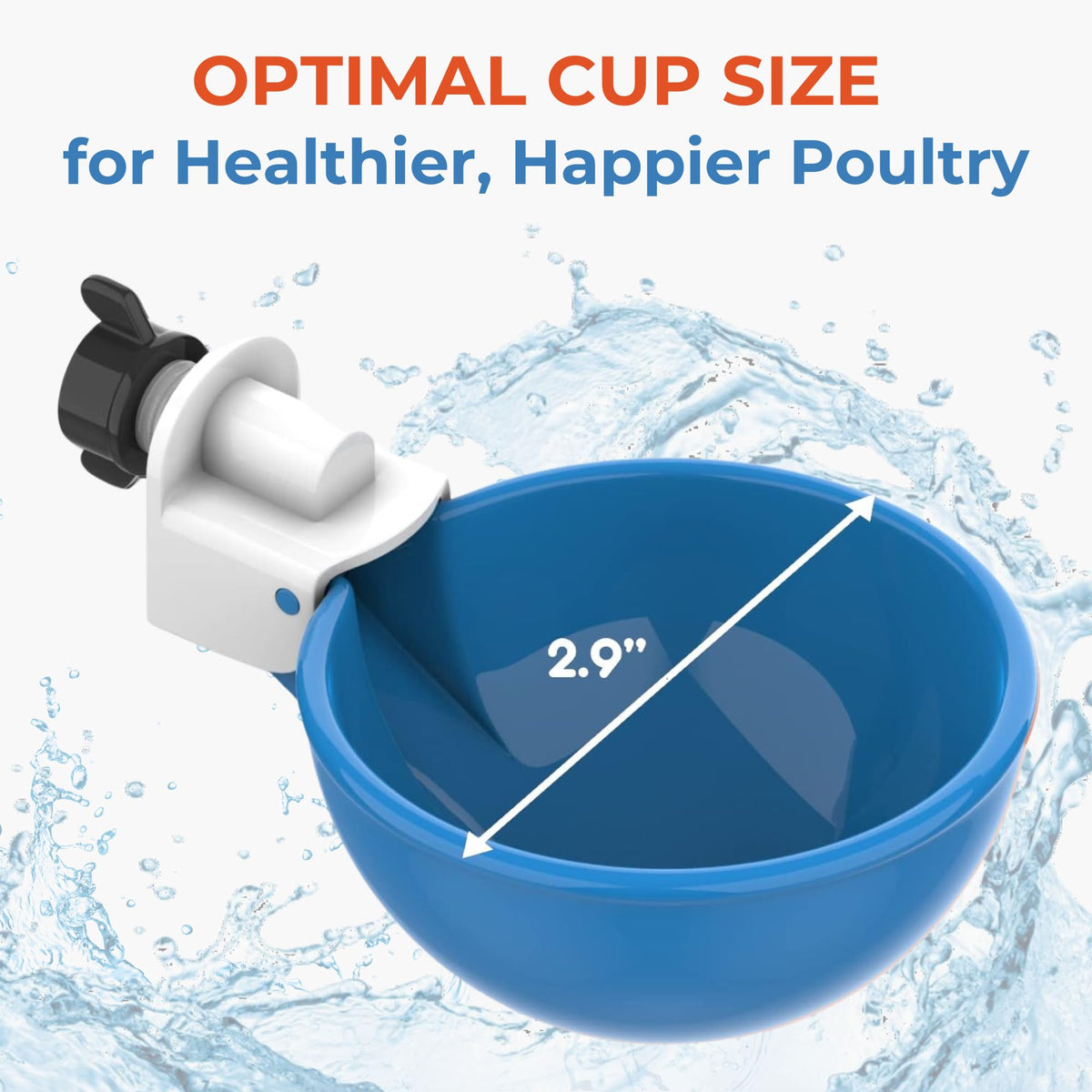 Blue Large Automatic Chicken Waterer Cups Pack of 5 P41409
