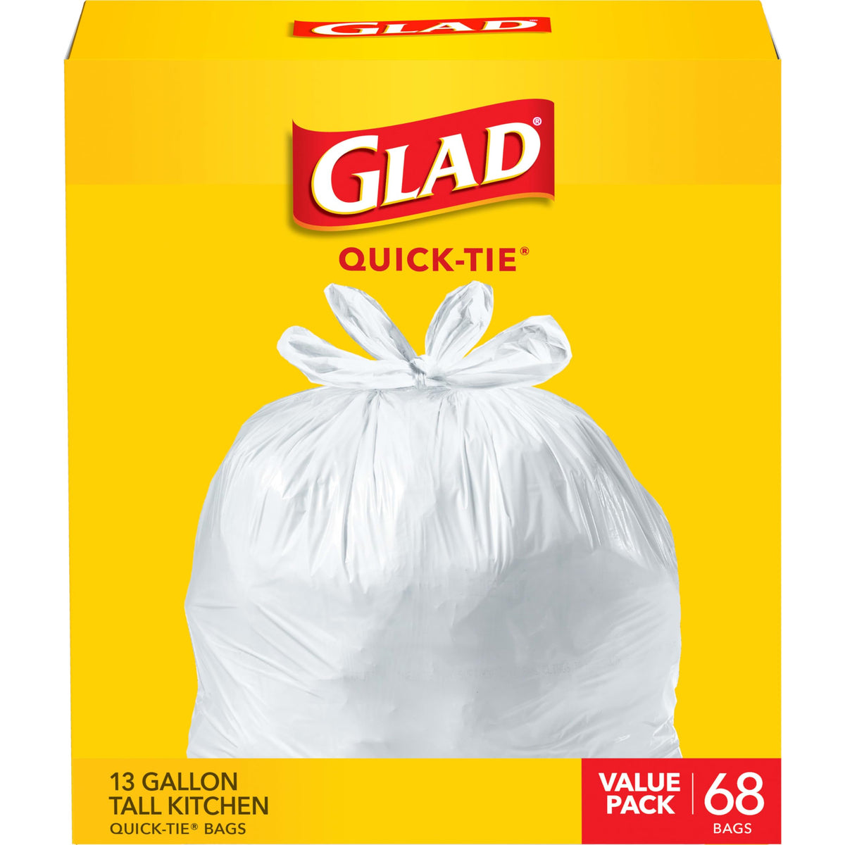 13 Gallon Unscented Quick-Tie Tall Kitchen Trash Bags 68 Count V33726