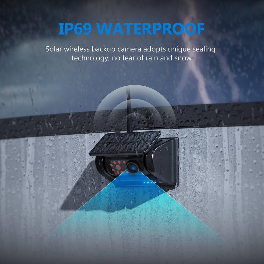 Magnetic Solar Wireless Backup Camera with 7" 1080P Monitor L2570