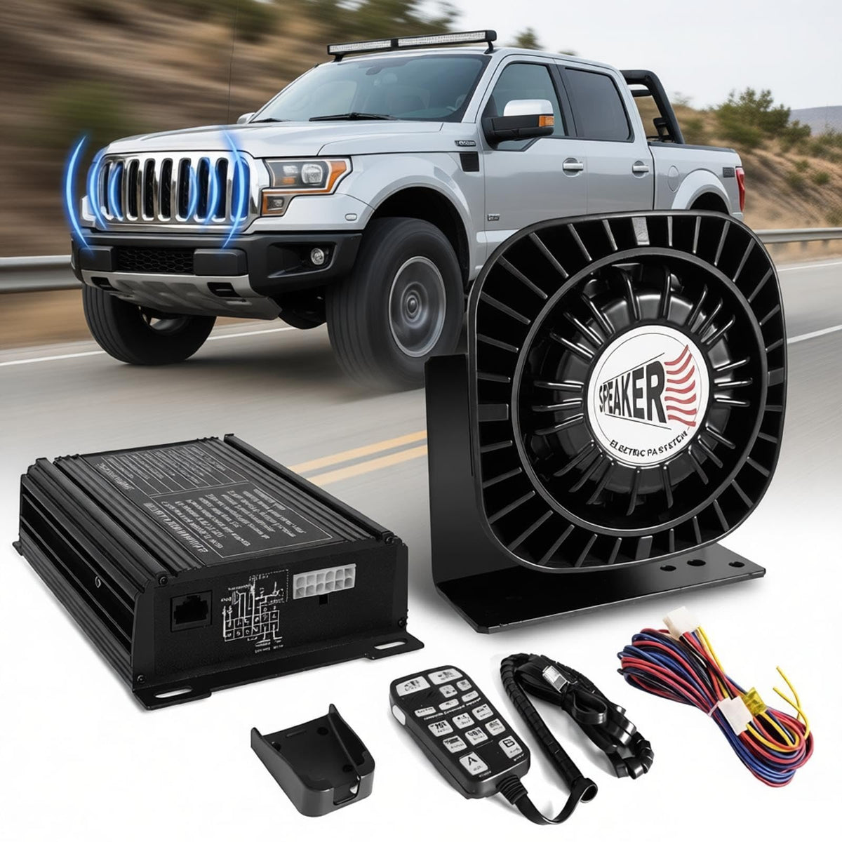 200W Multi-Tones Emergency Siren Speaker Kit with Handheld Microphone G105