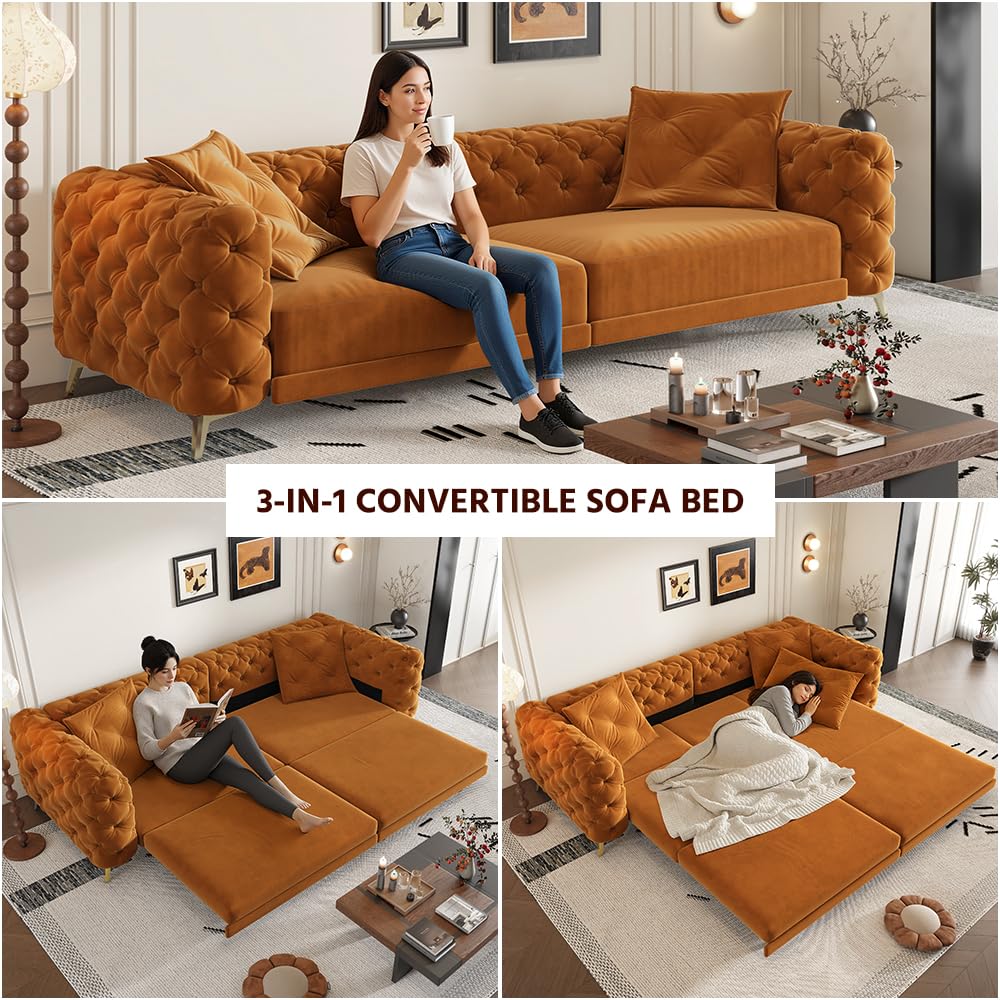 King 3 in 1 Convertible Sleeper Sofa with Ottoman J314099