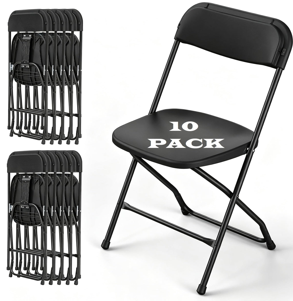 Black Plastic Folding Chairs A17878
