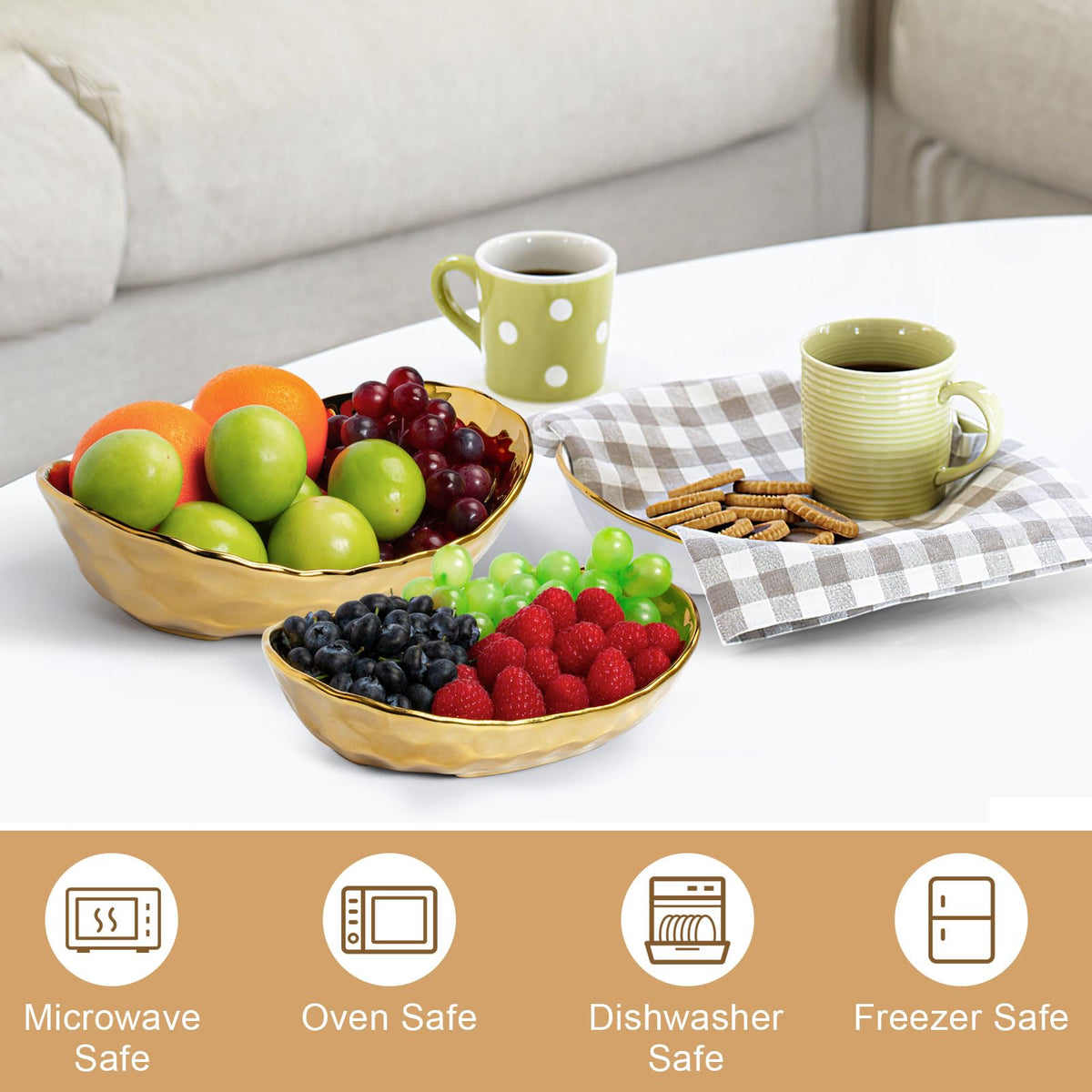 3 Tier Ceramic Fruit Basket with Metal Stand A51102