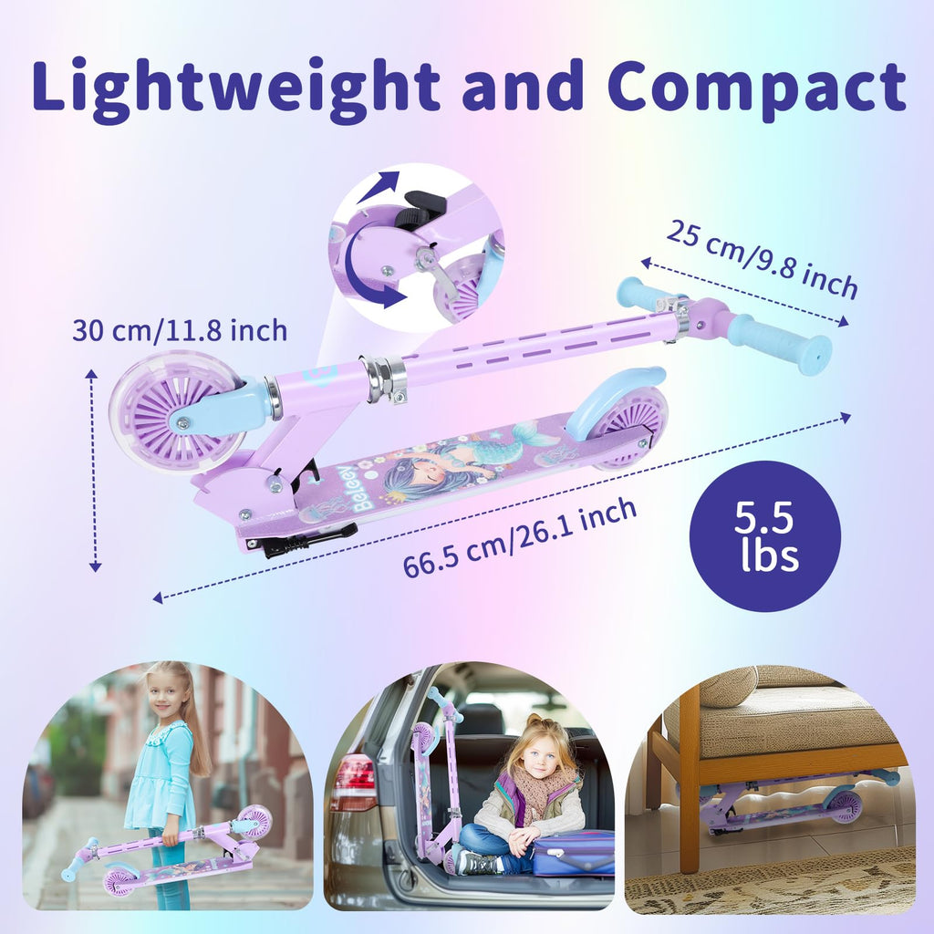 2 Wheel Folding Lightweight Kick Scooter with Light-Up Wheels S16259
