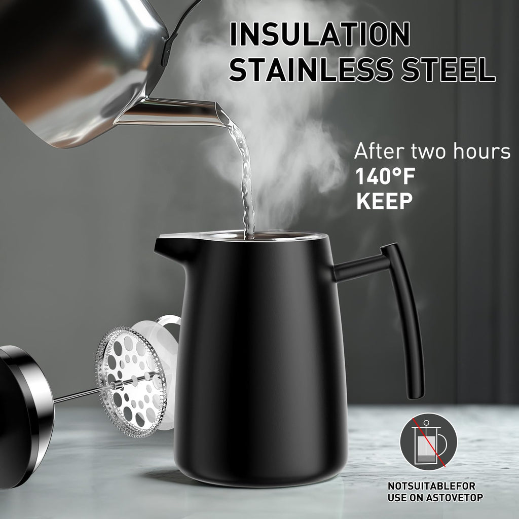 50oz Stainless Steel Insulated French Press Coffee Maker W55505