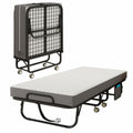 Folding Bed with Mattress, 75" x 31" Portable Rollaway Bed, Metal Frame Guest Bed with Memory Foam Mattress K2878