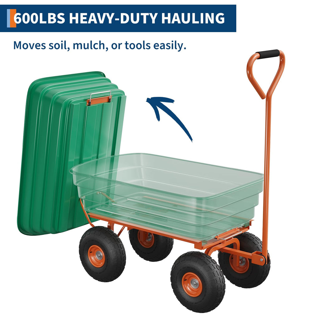 Heavy Duty 4 Cu Ft 1200Lbs Utility Wagon with 10" No-Flat Tires M63402