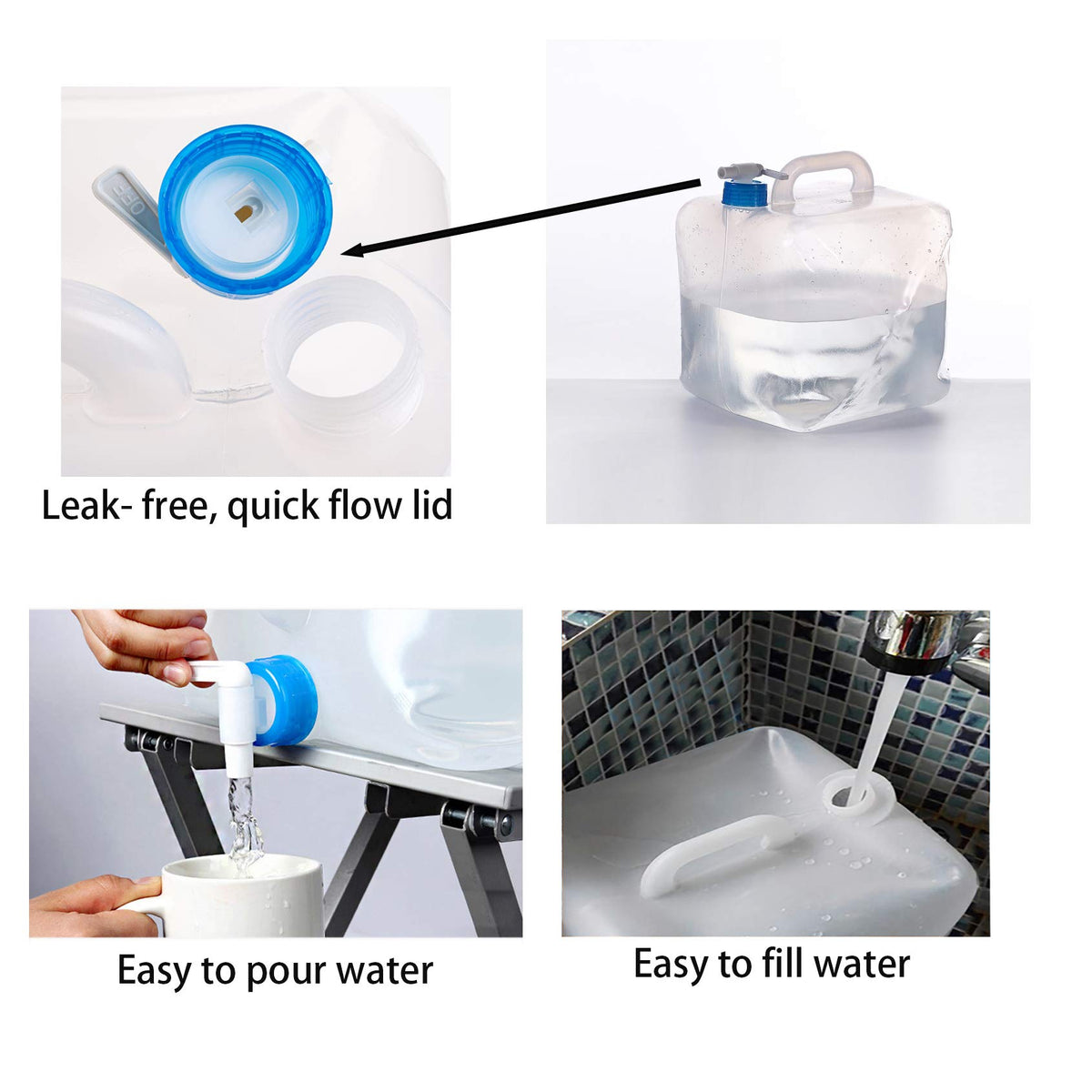 2 Pack 5.3 Gallon Collapsible Water Container with Spigot H596