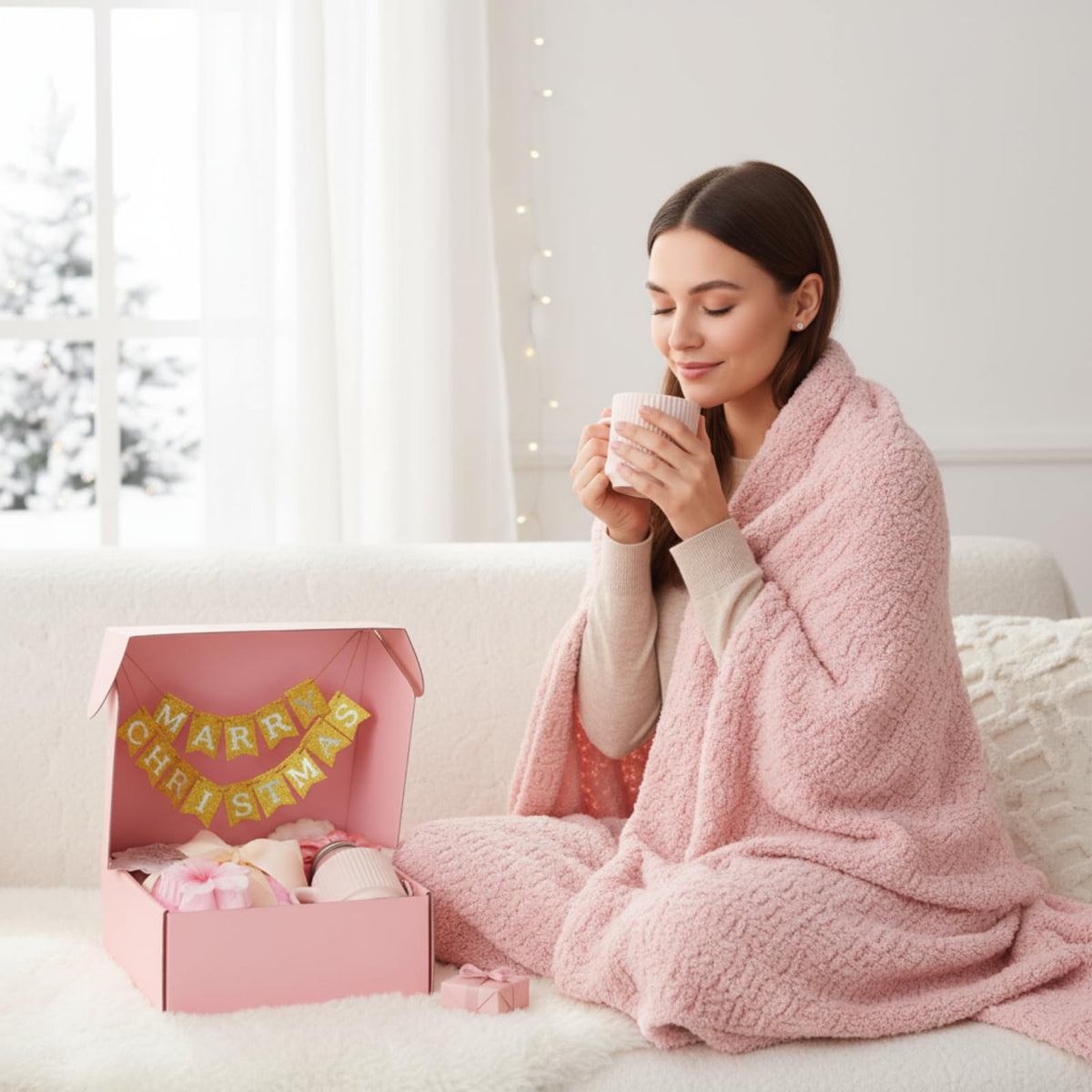 Birthday Gift Basket for Women, Spa Relaxation Set, Pink V489
