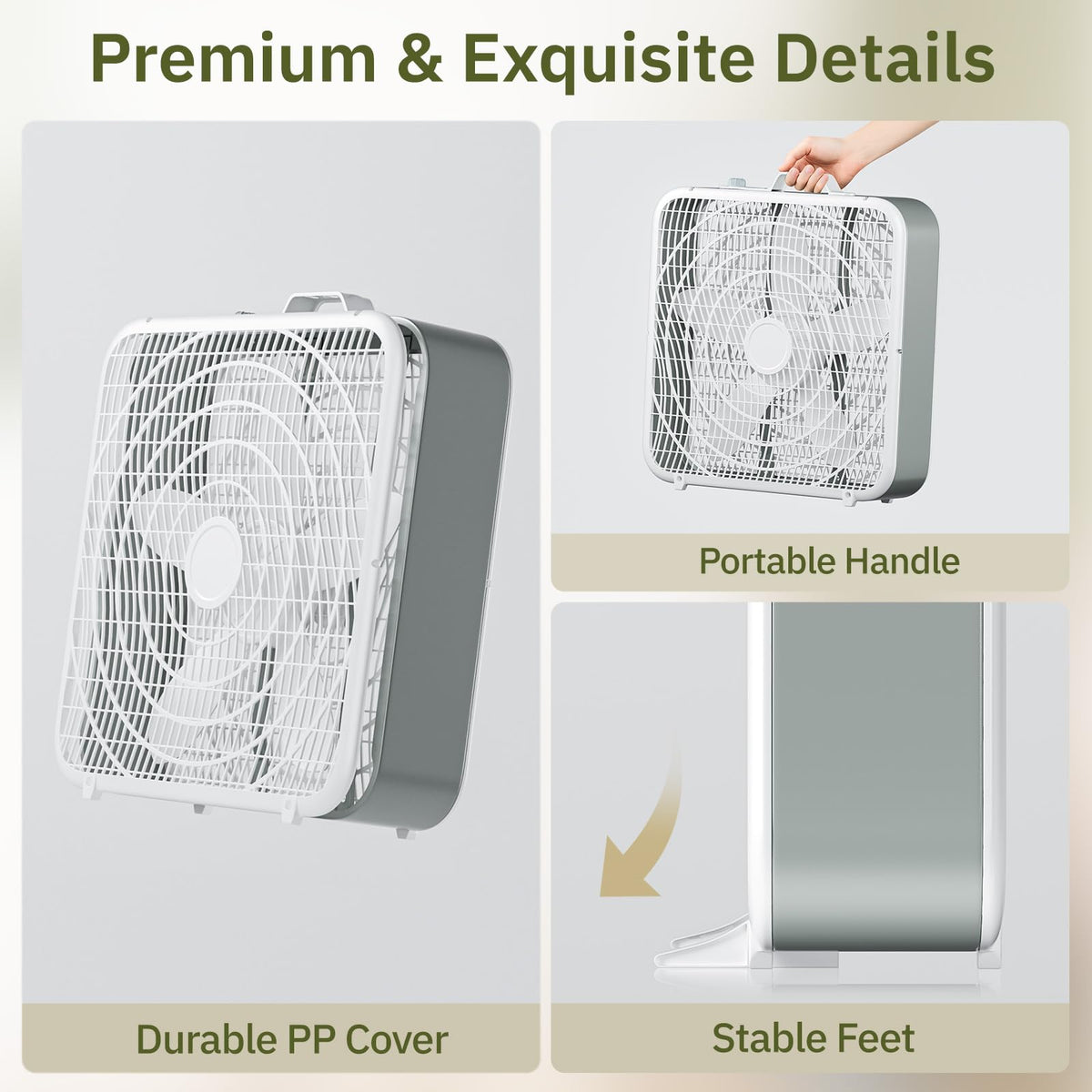 20” Box Floor Fan, 3-Speed White S51857
