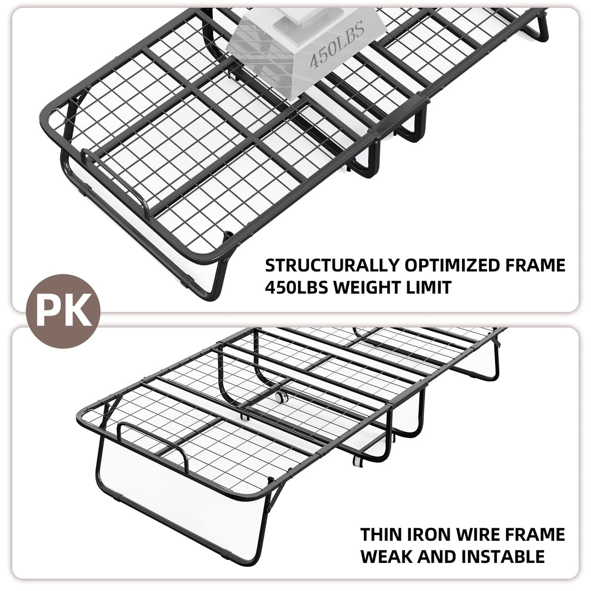 Folding Bed with Mattress and Storage Cover, Twin Size, 5-inch Memory Foam Mattress N359253