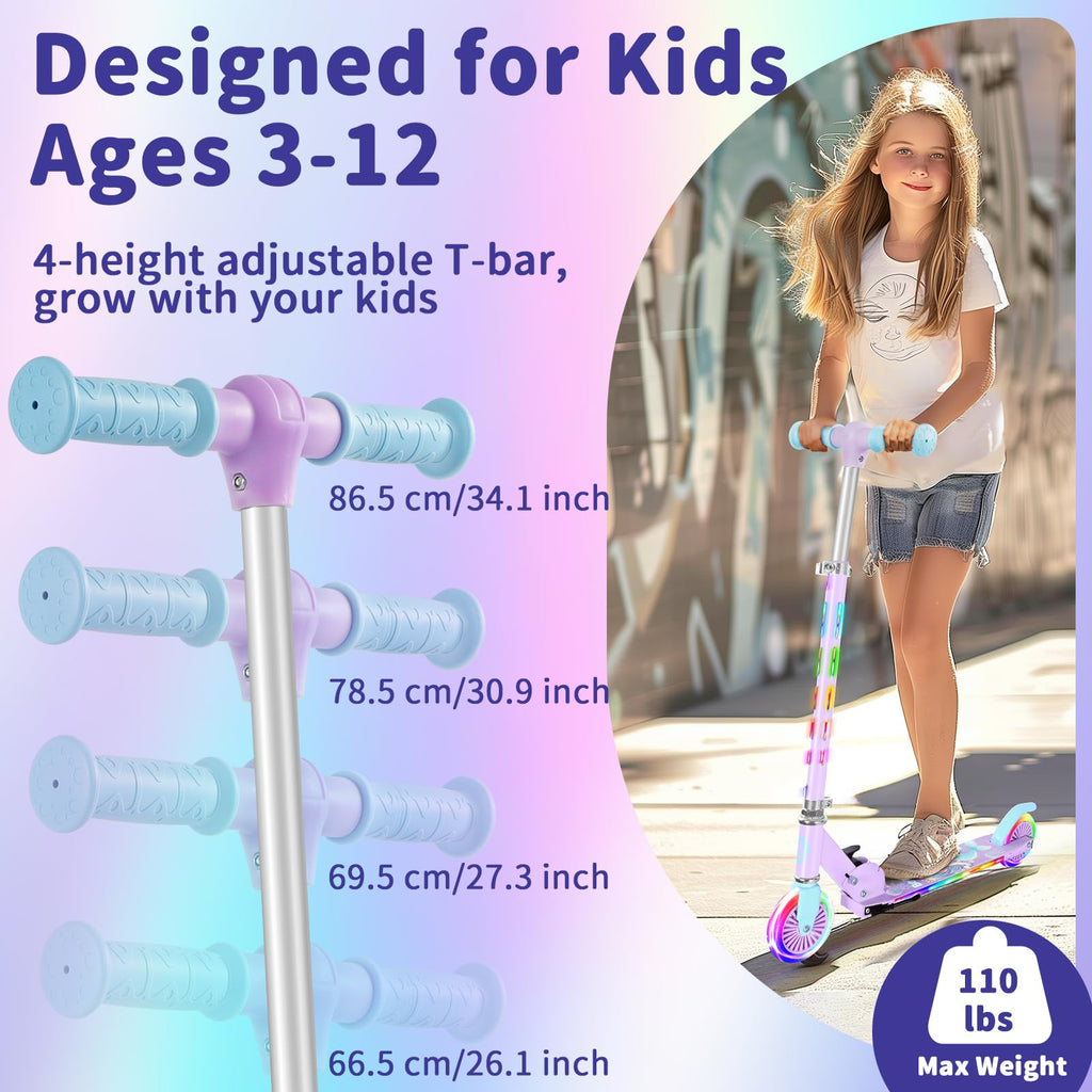 2 Wheel Folding Lightweight Kick Scooter with Light-Up Wheels S16259