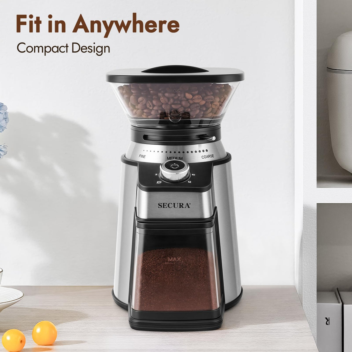 Electric Conical Burr Coffee Grinder with 17 Grind Settings, Black J654
